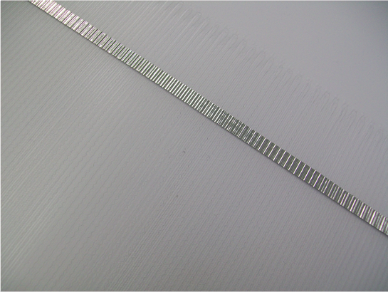 A photo of a windshield glass heating element.