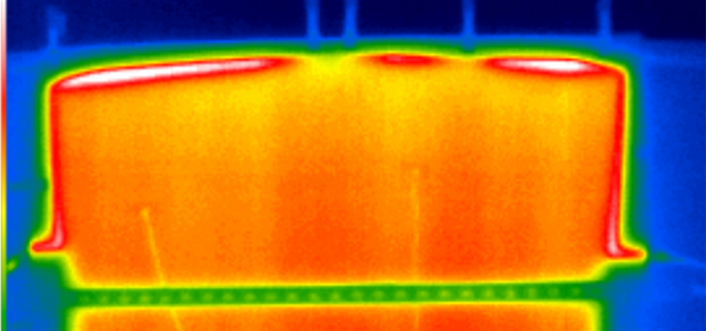 A thermal imaging sensor image with color scale.