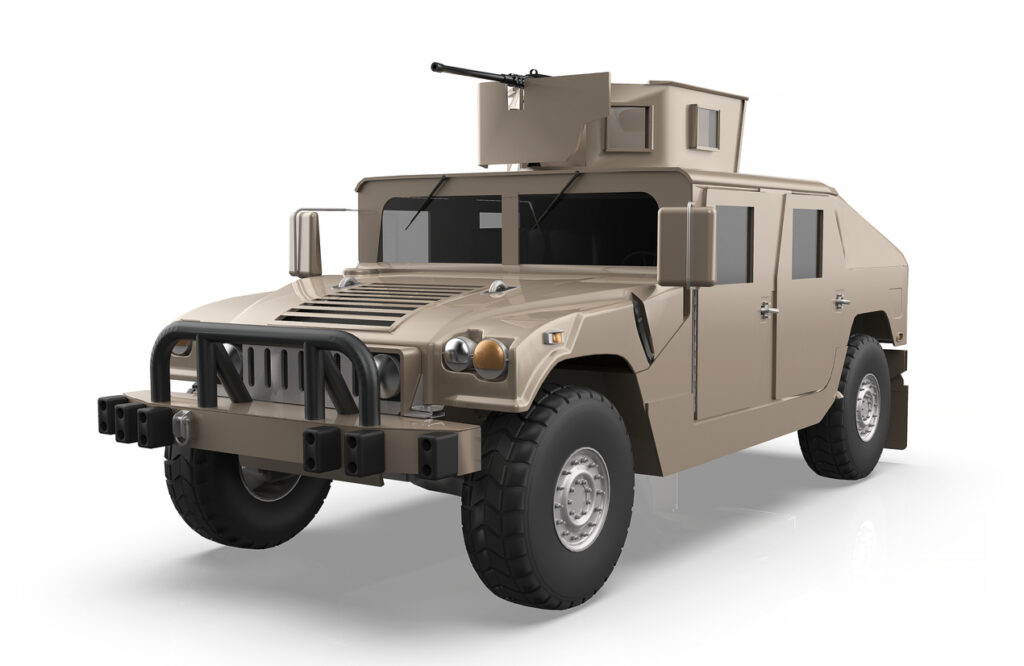 A photo of an armored military vehicle.